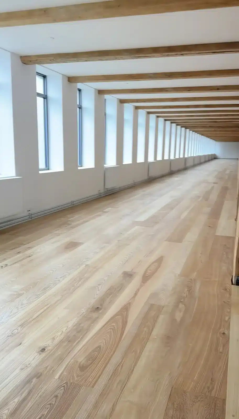 Hallen i Kuglegården med vinduerne langs væggen
